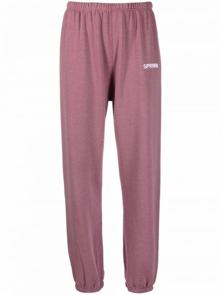 Bavlněné vzorované kalhoty Sprwmn - růžová