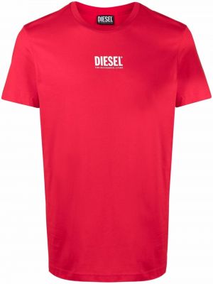 Тениска с принт Diesel червено