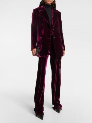 Aksamitne spodnie sportowe Tom Ford fioletowe