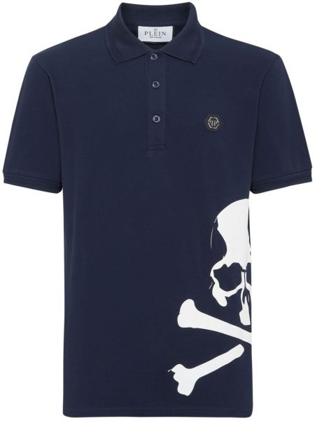 Βαμβακερό polo με σχέδιο Philipp Plein μπλε