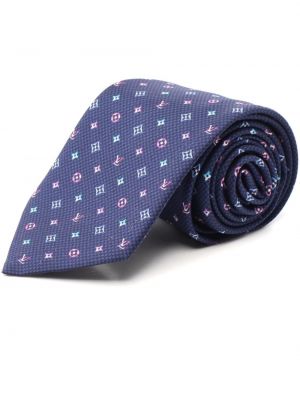 Žakárová hedvábná kravata Louis Vuitton modrá