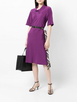 Vestido midi de seda Shanghai Tang violeta