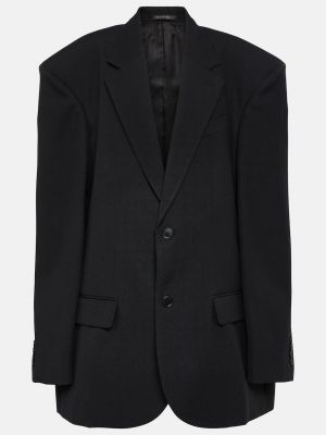 Черный шерстяной пиджак Balenciaga
