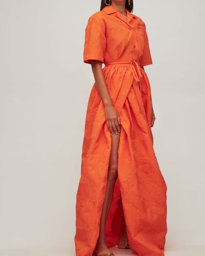 Nylonowa długa spódnica żakardowa Christopher Esber pomarańczowa