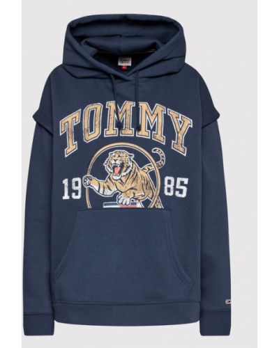 Tommy Jeans Curve Pulóver College Tiger 1 DW0DW12037 Sötétkék Regular Fit