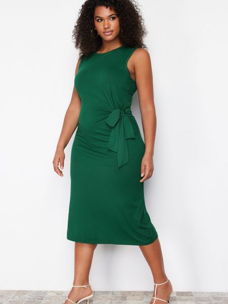Pletena haljina s čipkom Trendyol zelena