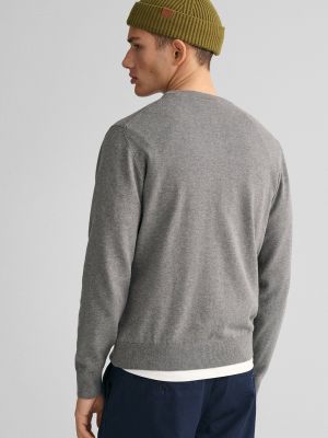 Хлопковый пуловер Gant серый