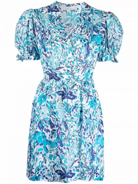 Mini vestido de flores con escote v Emilio Pucci Pre-owned azul