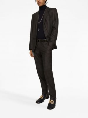 Spodnie wełniane w kratkę Dolce And Gabbana brązowe