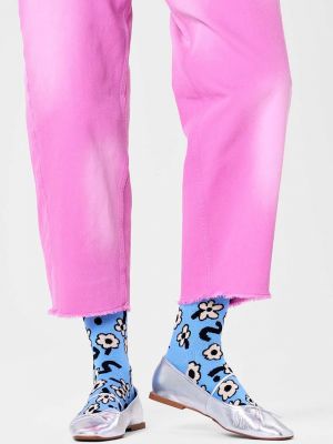 Nogavice s cvetličnim vzorcem Happy Socks modra