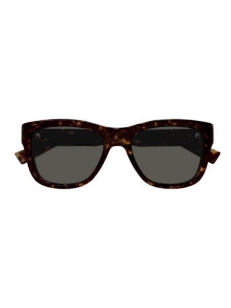 Okulary przeciwsłoneczne skórzane klasyczne Saint Laurent brązowe