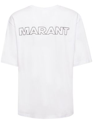 Bavlněné tričko s potiskem jersey Isabel Marant černé