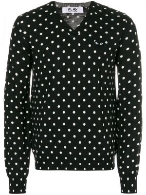 Pikčasti pulover z vezenjem z vzorcem srca Comme Des Garçons Play črna