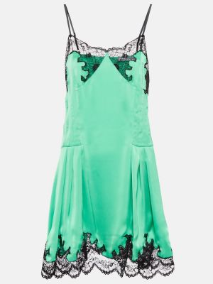 Čipkované saténové šaty Rabanne zelená