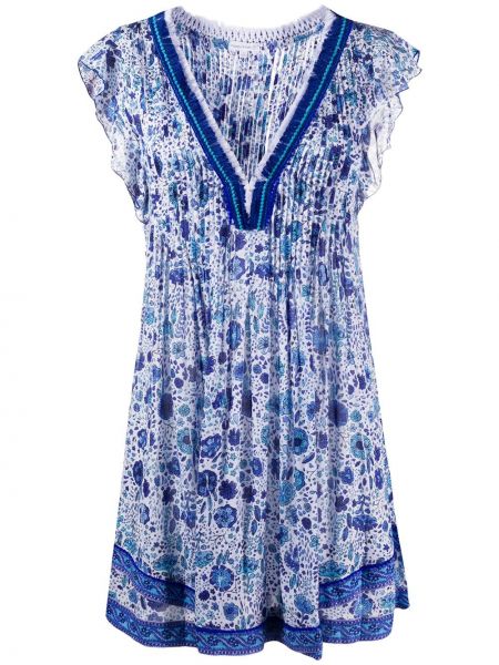 Платье в цветочный принт -туника Poupette St Barth, синее