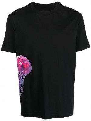 T-shirt mit print mit rundem ausschnitt Les Hommes schwarz
