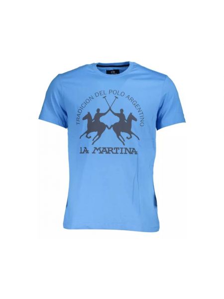T-shirt aus baumwoll mit kurzen ärmeln La Martina blau