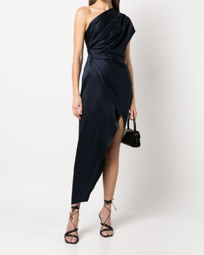 Asymetrické večerní šaty s otevřenými zády Michelle Mason modré
