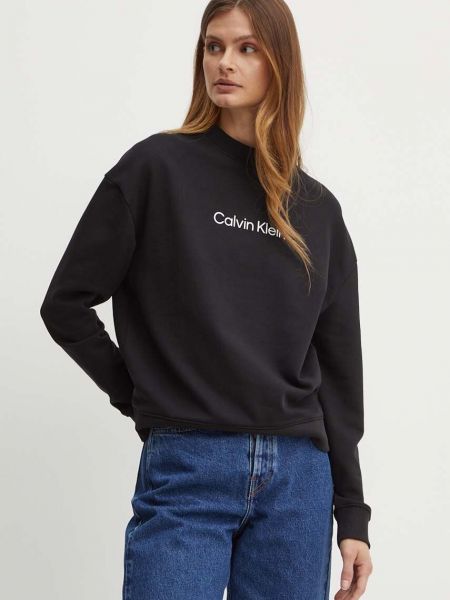Bluza bawełniana z nadrukiem Calvin Klein czarna