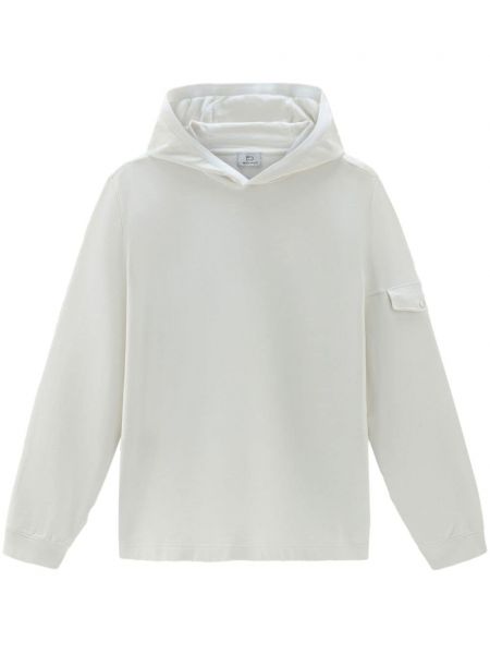 Pamučna hoodie s kapuljačom Woolrich bijela