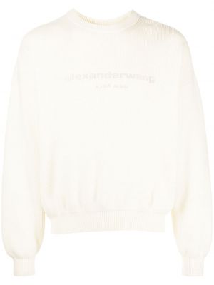 Пуловер с принт Alexander Wang бяло