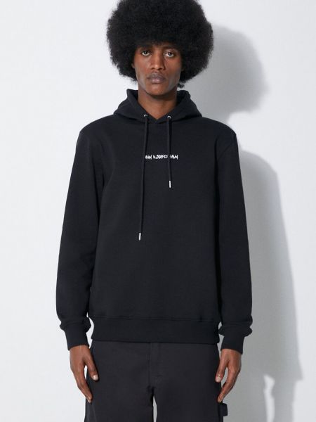 Βαμβακερή μπλούζα με κουκούλα Han Kjøbenhavn μαύρο