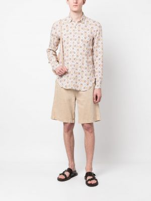 Chemise à imprimé à motif géométrique Peninsula Swimwear beige