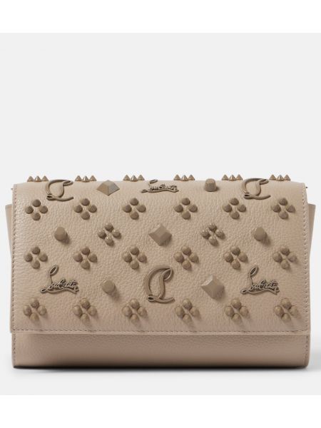 Lær clutch Christian Louboutin beige