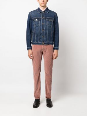 Slim fit manšestrové rovné kalhoty s nízkým pasem Jacob Cohen růžové