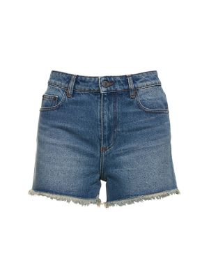 Pantaloni scurți din denim din bumbac Ami Paris albastru