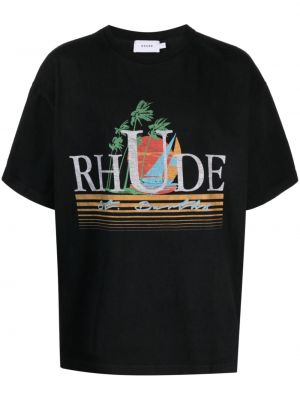 Тениска с принт Rhude черно