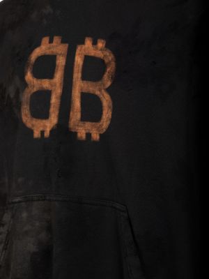 Pamut viseltes hatású kapucnis melegítő felső Balenciaga fekete