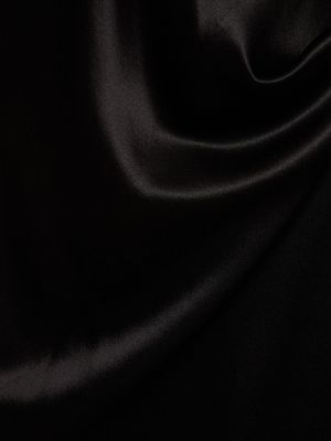 Krepové saténové dlouhá sukně Saint Laurent černé