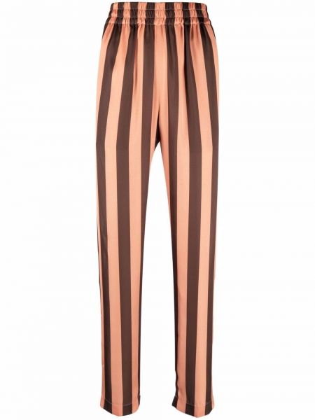 Pantalones de cintura alta a rayas Manuel Ritz marrón