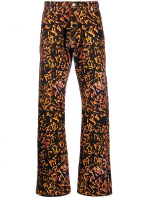 Rovné kalhoty s potiskem s abstraktním vzorem Palmer černé