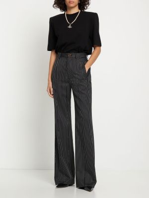 Pruhované vlněné kalhoty relaxed fit Vivienne Westwood černé
