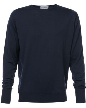 Пуловер с кръгло деколте John Smedley синьо