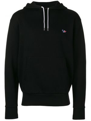 Hoodie med broderi Maison Kitsuné svart