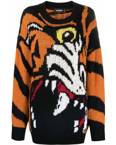 Jersey de tela jersey con rayas de tigre Dsquared2 naranja