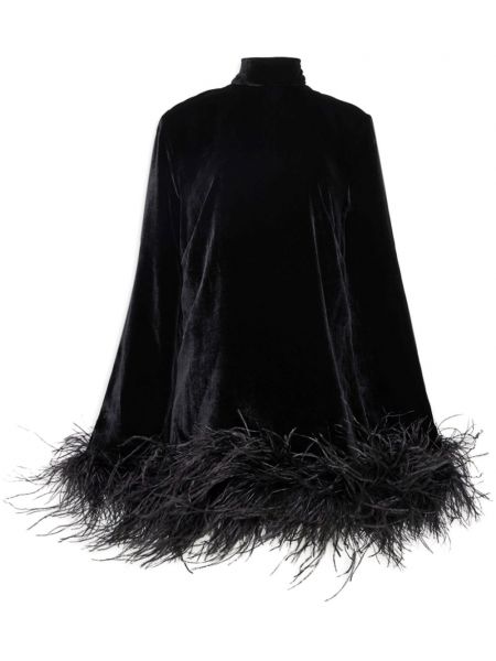 Koktejl obleka s perjem Taller Marmo črna