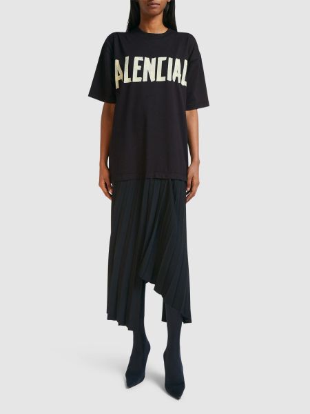 Koszulka plisowana Balenciaga czarna