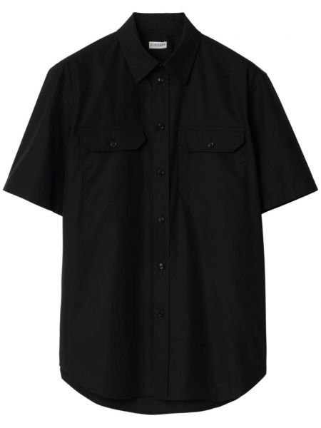 Βαμβακερό πουκάμισο με κέντημα Burberry μαύρο
