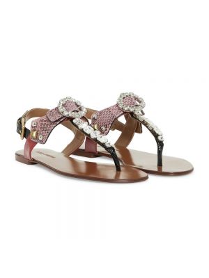 Sandalias de cuero de cristal Dolce & Gabbana