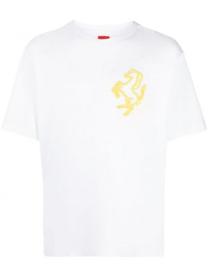 Majica z vezenjem Ferrari bela