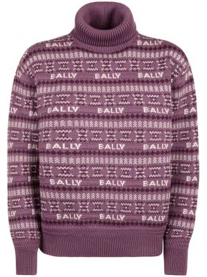 Volneni pulover iz merina Bally vijolična