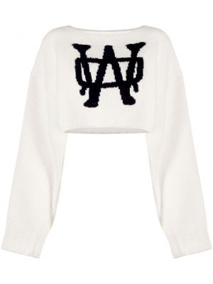 Пуловер бродиран We11done бяло