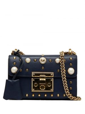 Kožená taška přes rameno Gucci Pre-owned modrá