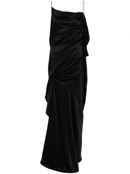 Svilena večernja haljina s draperijom Christopher Esber crna
