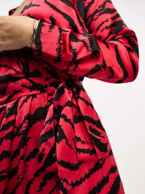 Платье миди с принтом с животным принтом Ax Paris красное