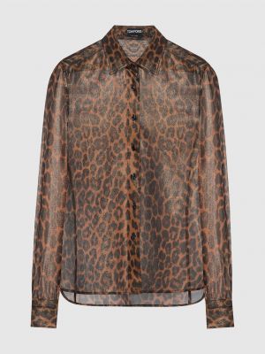 Шовкова блуза з принтом Tom Ford коричнева